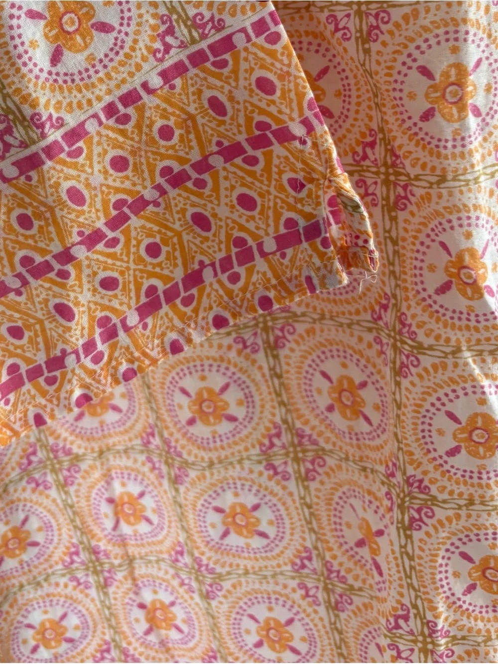 Rock Flower Paper Top Womens Large Pink Orange Cotton Tunic Boho Coastal